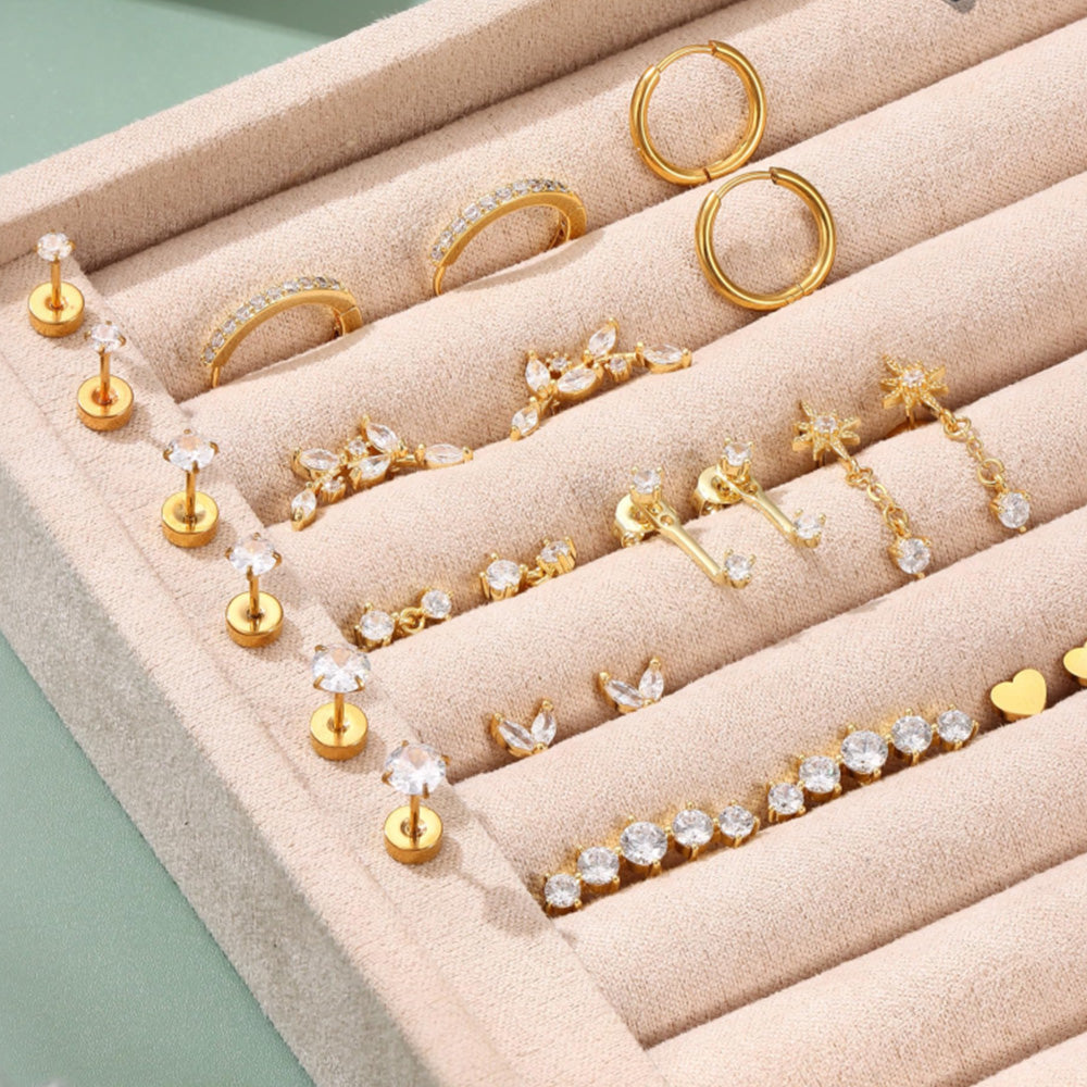 12 Pairs Women Earrings Studs and Hoops Set Fashion Cartilage Stackable Jewelry