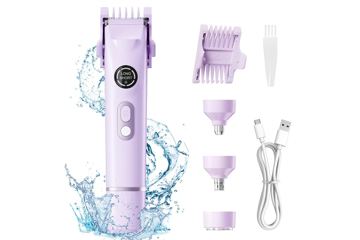 4-in-1 Women's Dual Heads Electric Shaver Cordless Body Hair Trimmer with 4 Heads Hair Removal Kit
