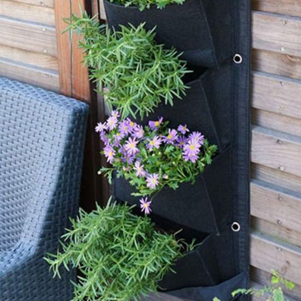 6-Pocket Vertical Wall Hanging Planting Bag for Home Garden