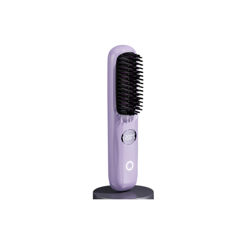 USB Rechargeable Hair Straightening Brush with LED Screen