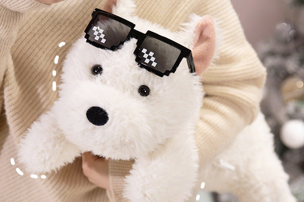 Stress Relief Realistic West Highland White Terrier Plush Toy Soft Cuddly Lying Stuffed Dog Animal