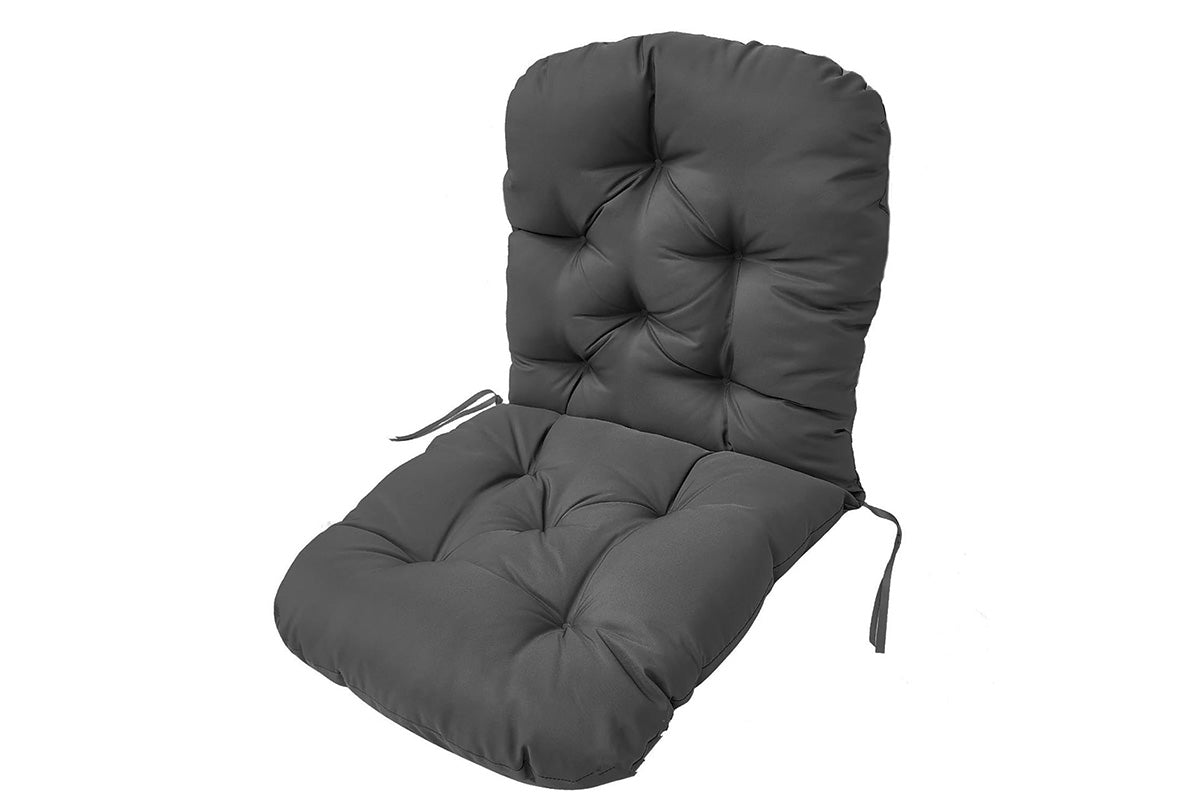 Solid Twill Swivel Rocker Chair Cushion High Back Water Resistant Pad-Grey