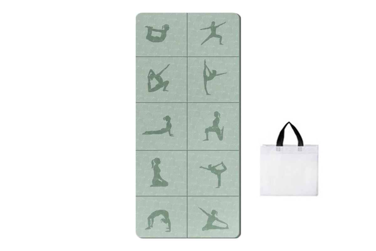 Printed Yoga Poses Yoga Mat with Storage Bag Portable Exercise Foldable Workout Mat