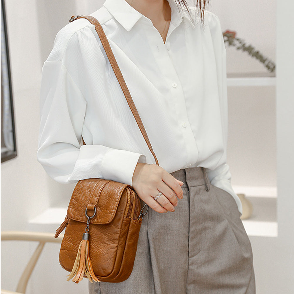 PU Leather Small Cell Phone Crossbody Bag