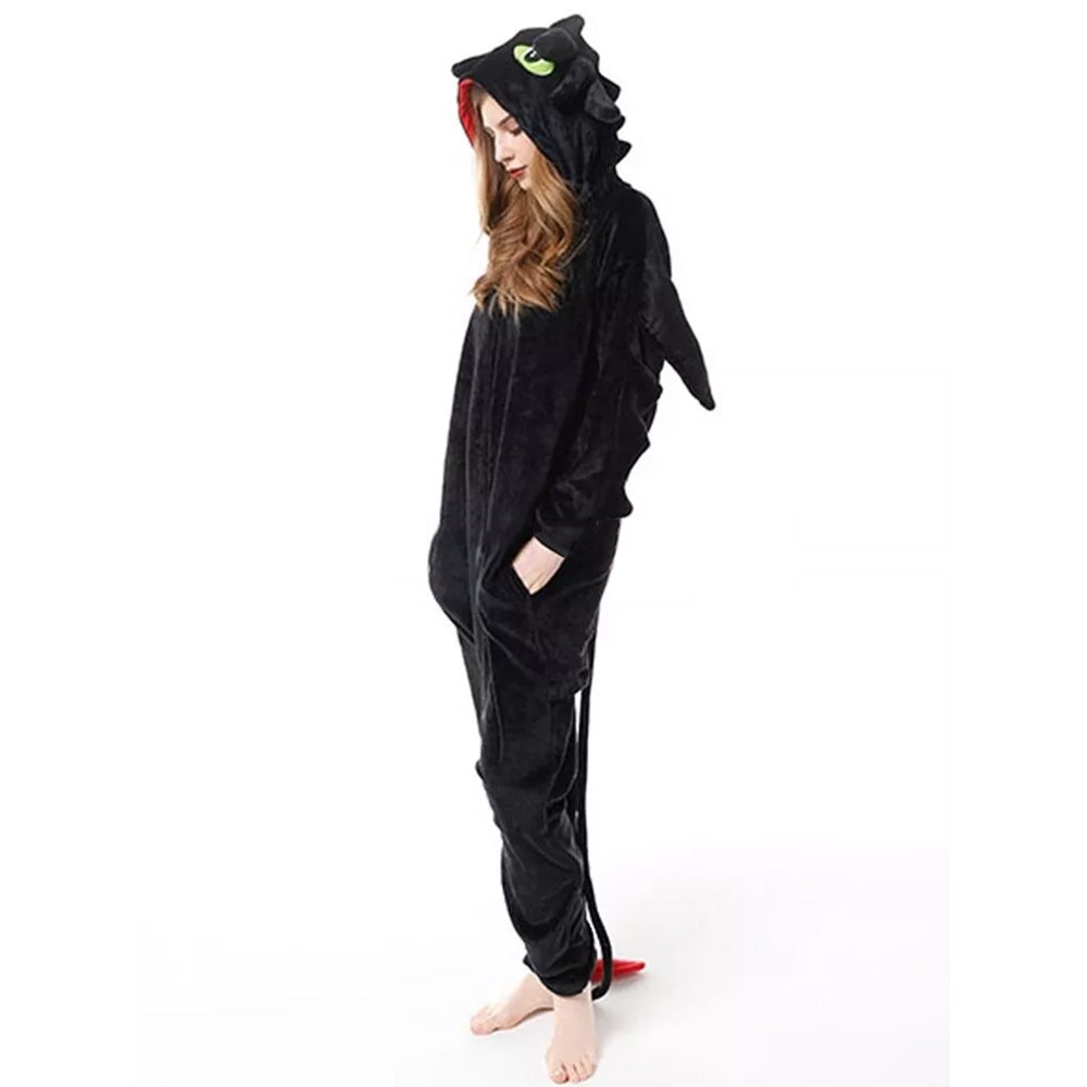 Animal Polyester Zipper Hooded Jumpsuit Onesie Adult Cosplay Unisex Pajamas Costume-Style 3
