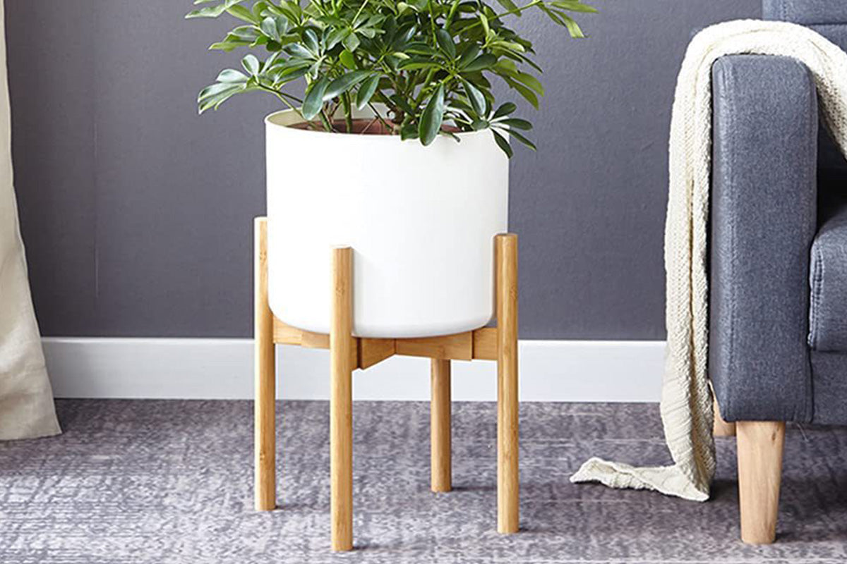 Adjustable Bamboo Plant Stand Holder Indoor for Stable Plant Display