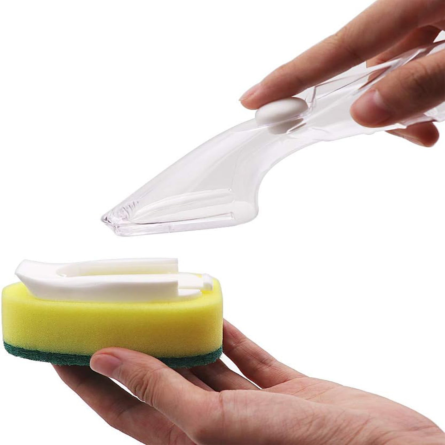 5Pcs Kitchen Soap Dispenser Sponge Brush with Handle Set-1 Handle+5 Sponge