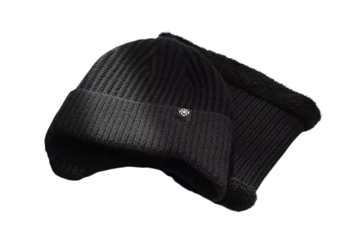 Men's Fleece Lined Knit Beanie Scarf Set Ear Warmer Winter Accessory