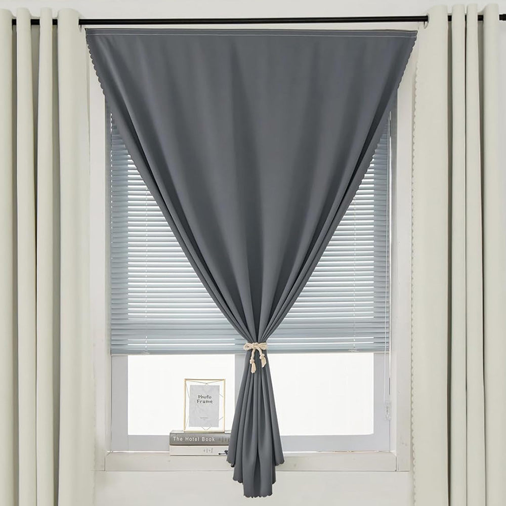 Blackout Curtains No Drill Adhesive Curtains for Bedroom Living Room Office-Grey