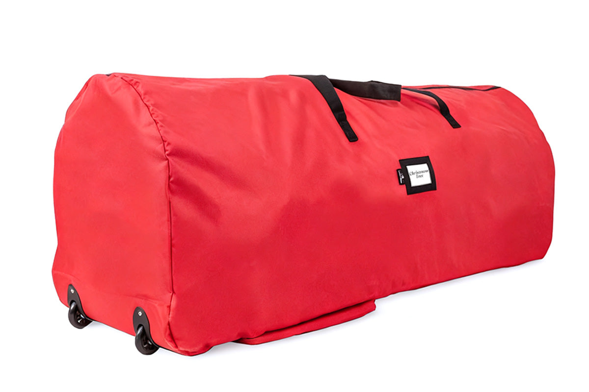 Handy Laundry Rolling Christmas Tree Storage Bag With Handle For Easy Transport-Red