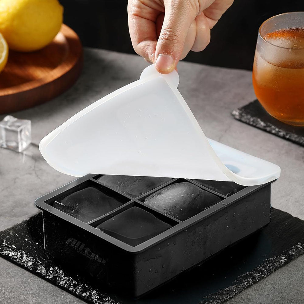2Pcs 6-Grid Silicone Ice Cube Tray Large Square Ice Cube Mold