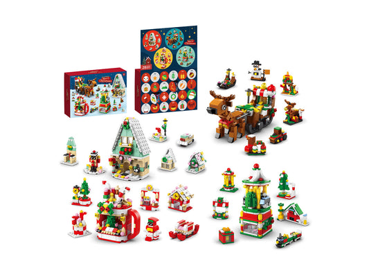 24 Days Christmas Advent Calendar Kids Building Blocks Playsets