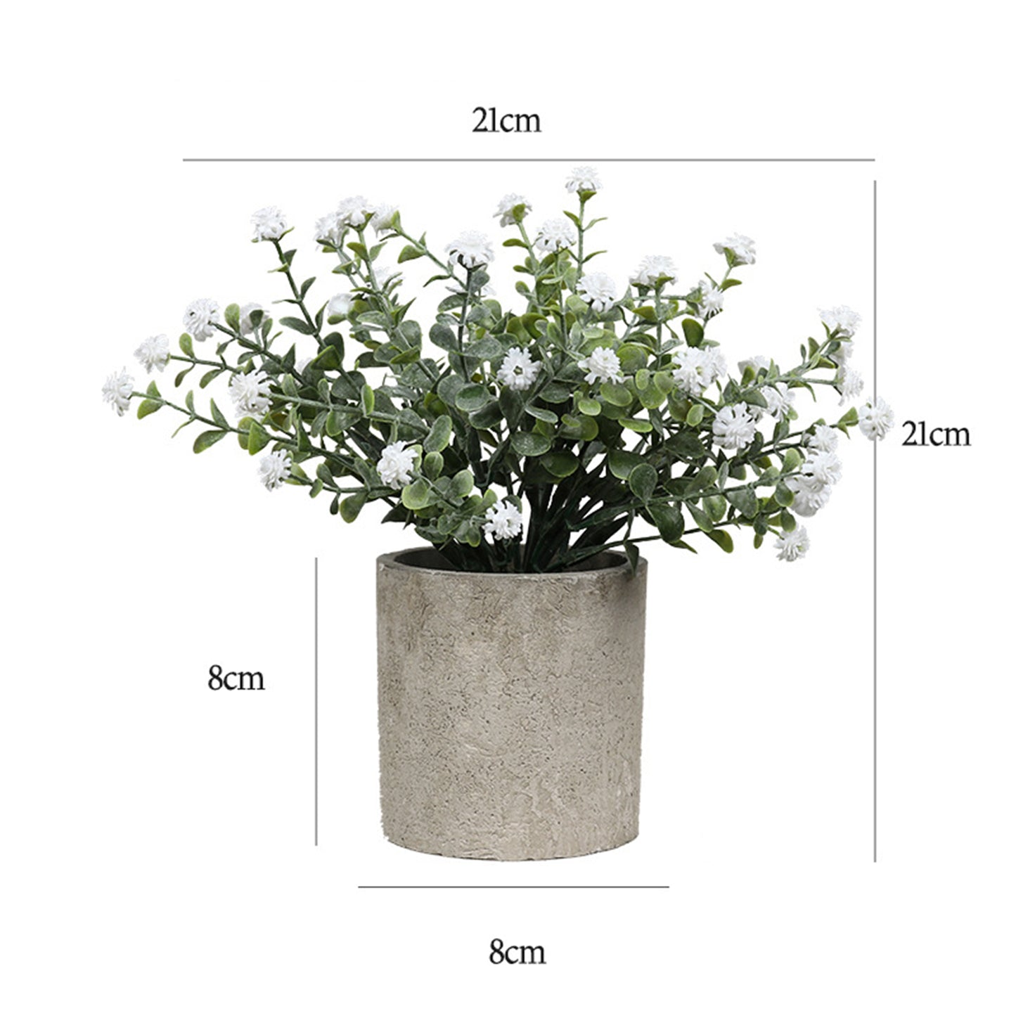 3Pcs Mini Potted Artificial Plastic Green Plants-Round leaf potted plant