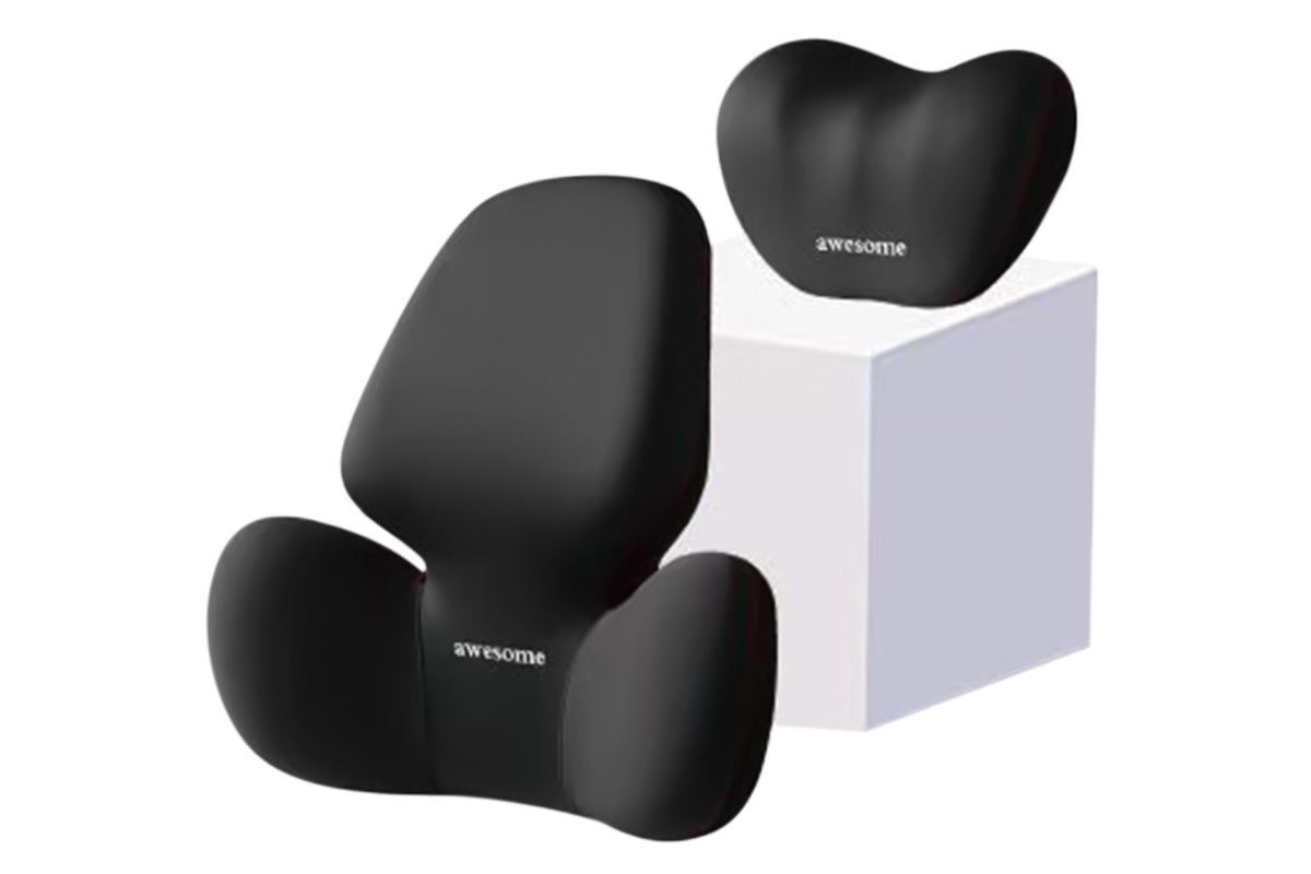 Car Headrest and Lumbar Support Set Memory Foam Driving Cushion