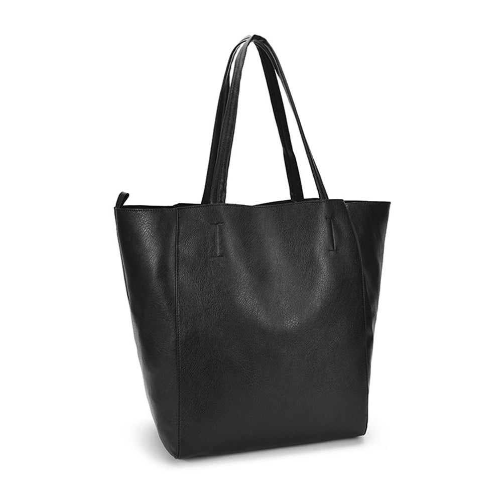 PU Leather Oversized Tote Bag with Internal Cosmetic Bag