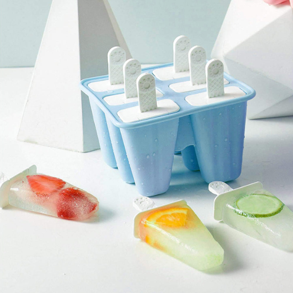 6 Cavity Ice Cream Mould Block Popsicle Molds Ice Lolly Mold With Sticks