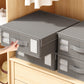 2Pcs Foldable Bed Sheet Organizer Non-woven Bedding Storage Box with Window Grey
