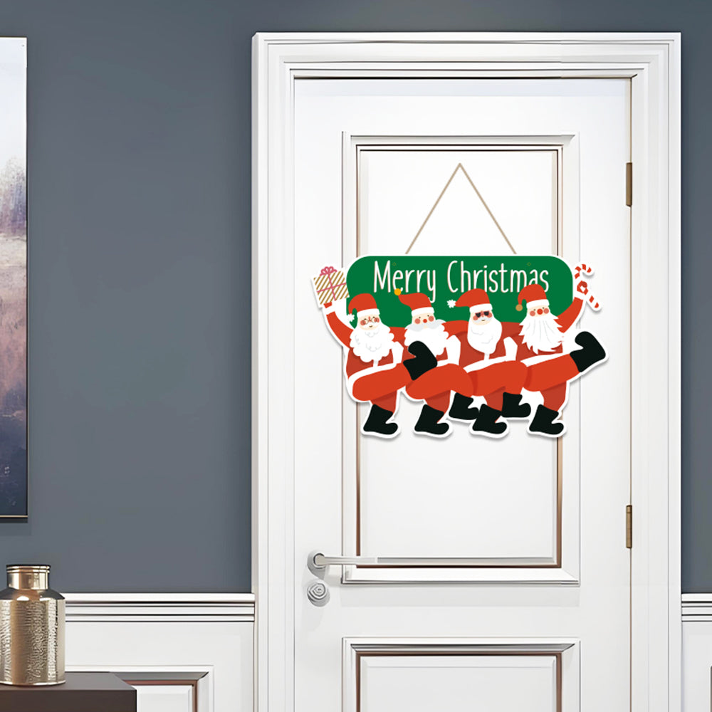 Christmas Porch Sign with Couplets Xmas Door Banner Wall Hanging Party Decoration