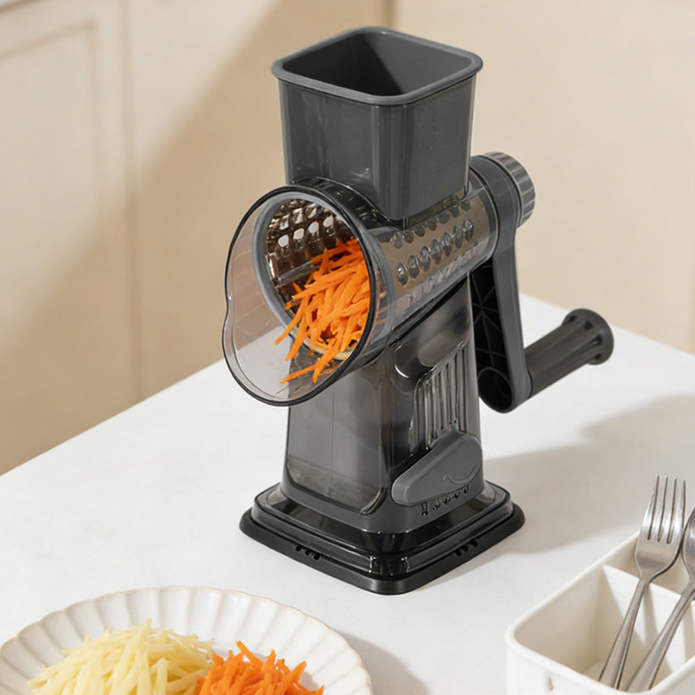 Rotary Vegetable Chopper 3-Blade Cylinder Hand-Cranked Slicer Shredder Grater