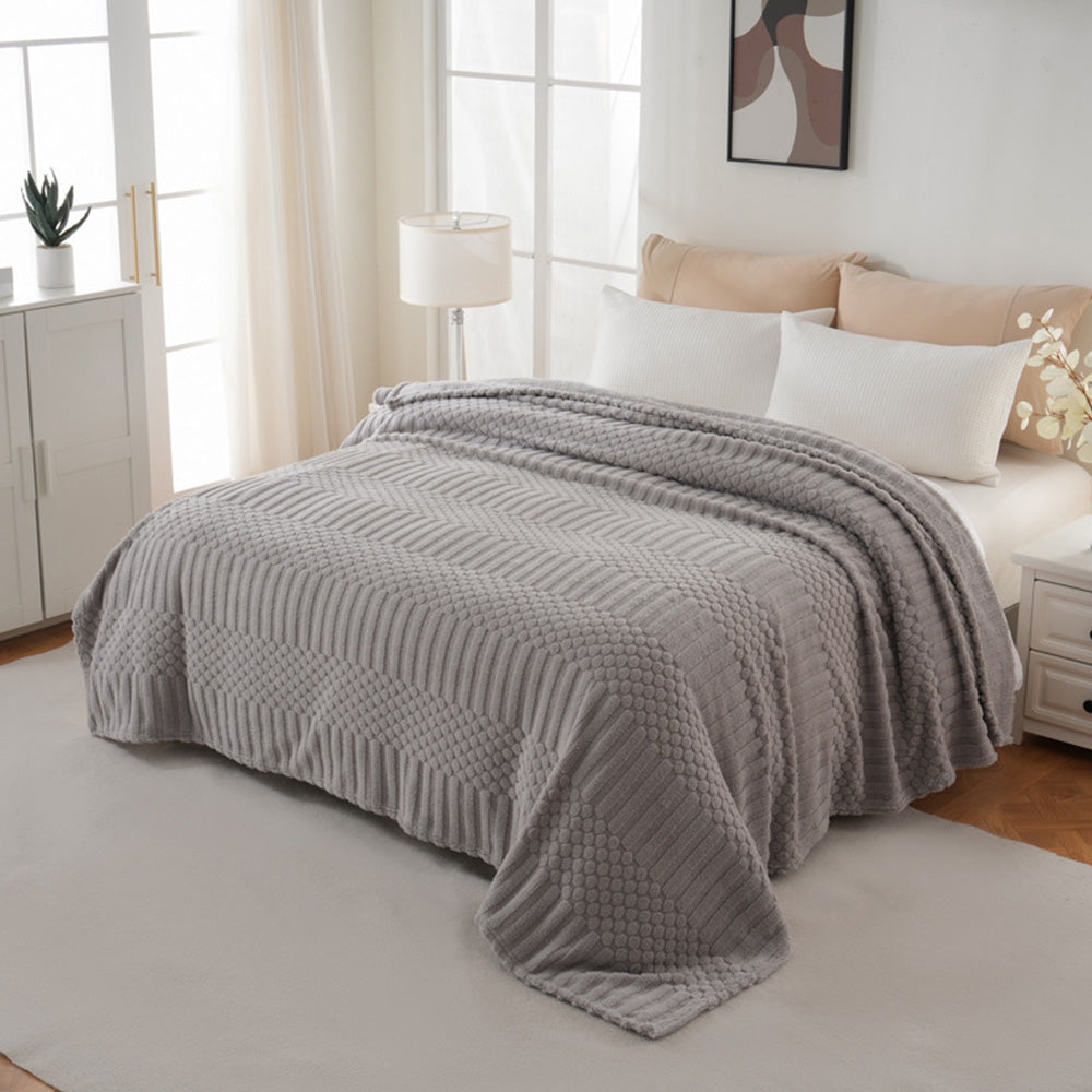 Soft Fluffy Fleece Throw Blanket for Sofa Couch Bed Living Room All Season Cozy-Grey