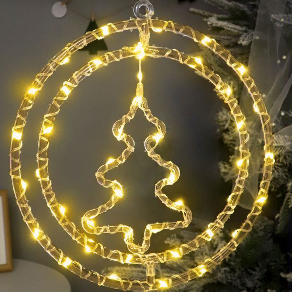 2Pcs Christmas LED Decoration Lights Battery Operated Double Ring LED String Christmas Decoration