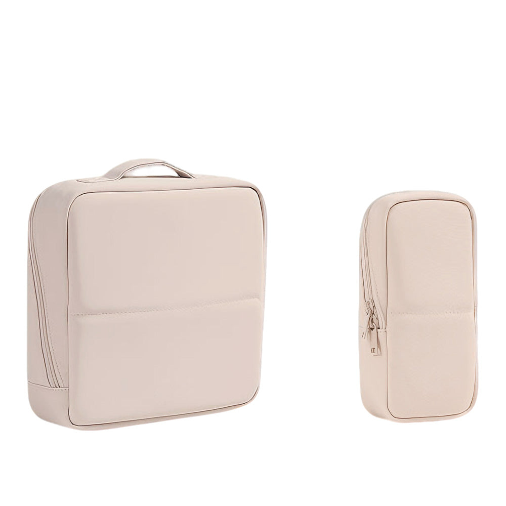 Portable PU Leather Standing Makeup Organizer Bag Makeup Brush Pouch