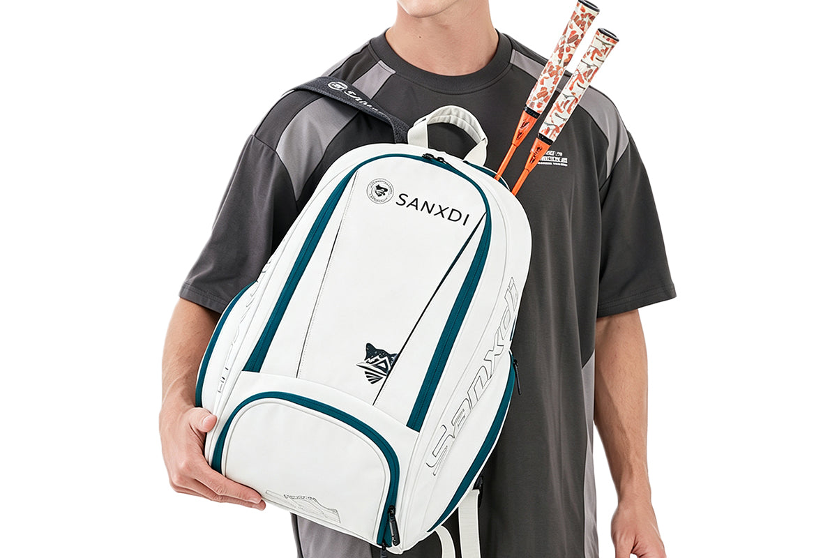 Sports Tennis Backpack PU Water-Resistant Badminton Racket Bag with Separate Shoe Compartment Rucksack for Gym Outdoor