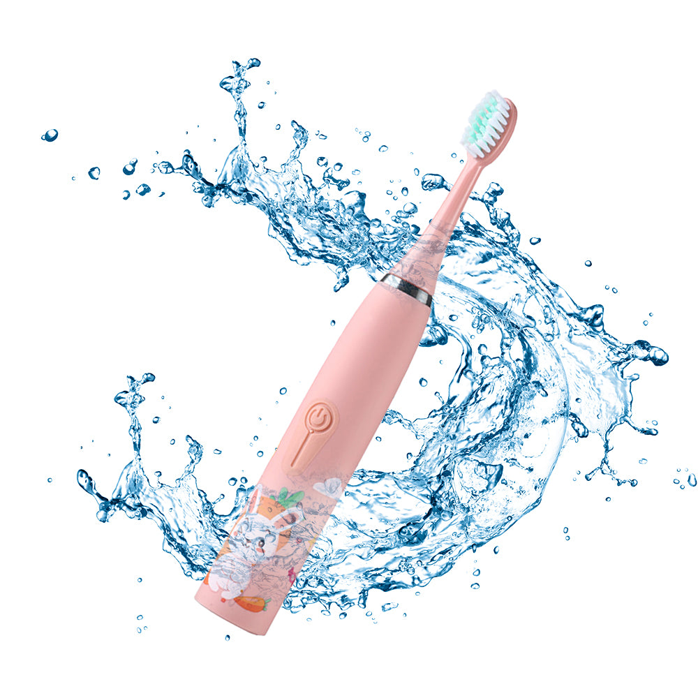 2Pcs Cute Cartoon Electric Soft Toothbrush with 6 Replacement Electronic Toothbrush Heads