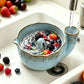 Self-Spinning Ceramic Berry Washing Bowl Set with Drain Holes and 2 Fruit Forks for Cleaning Berries