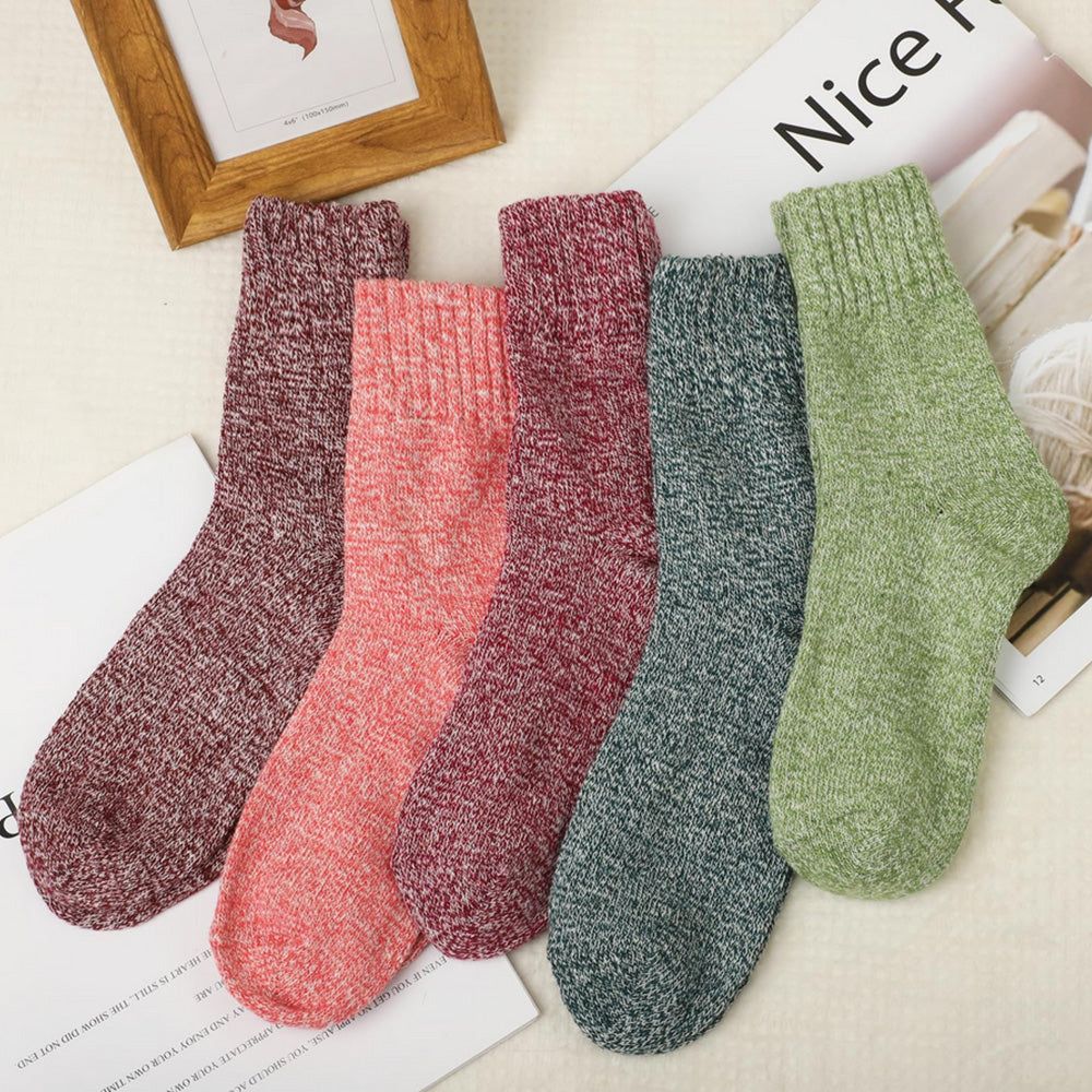 5 Pack Winter Warm Knit Socks Thick Soft Multicolor Free Size for Men and Women
