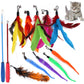 Interactive Cat Toy Set Telescopic Cat Wand with Feather Replacement Pack for Indoor Cat Play