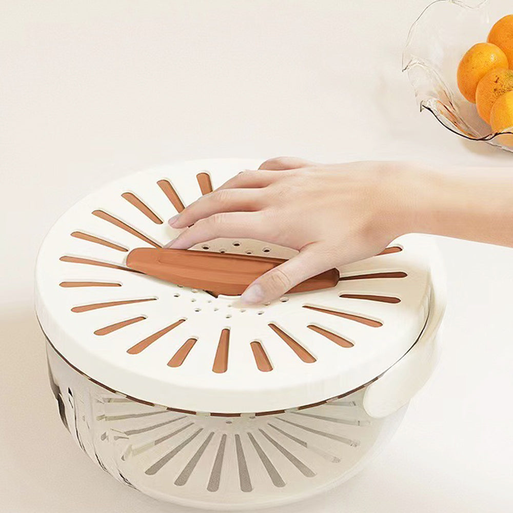 2Pcs Plastic Fruit Vegetable Washing Drain Basket with Lid