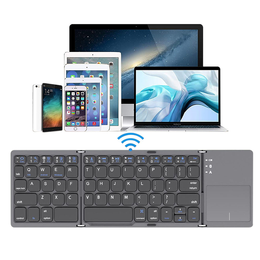 Foldable Bluetooth Keyboard with Touchpad Full-Size Travel Keyboards for Windows iOS Android