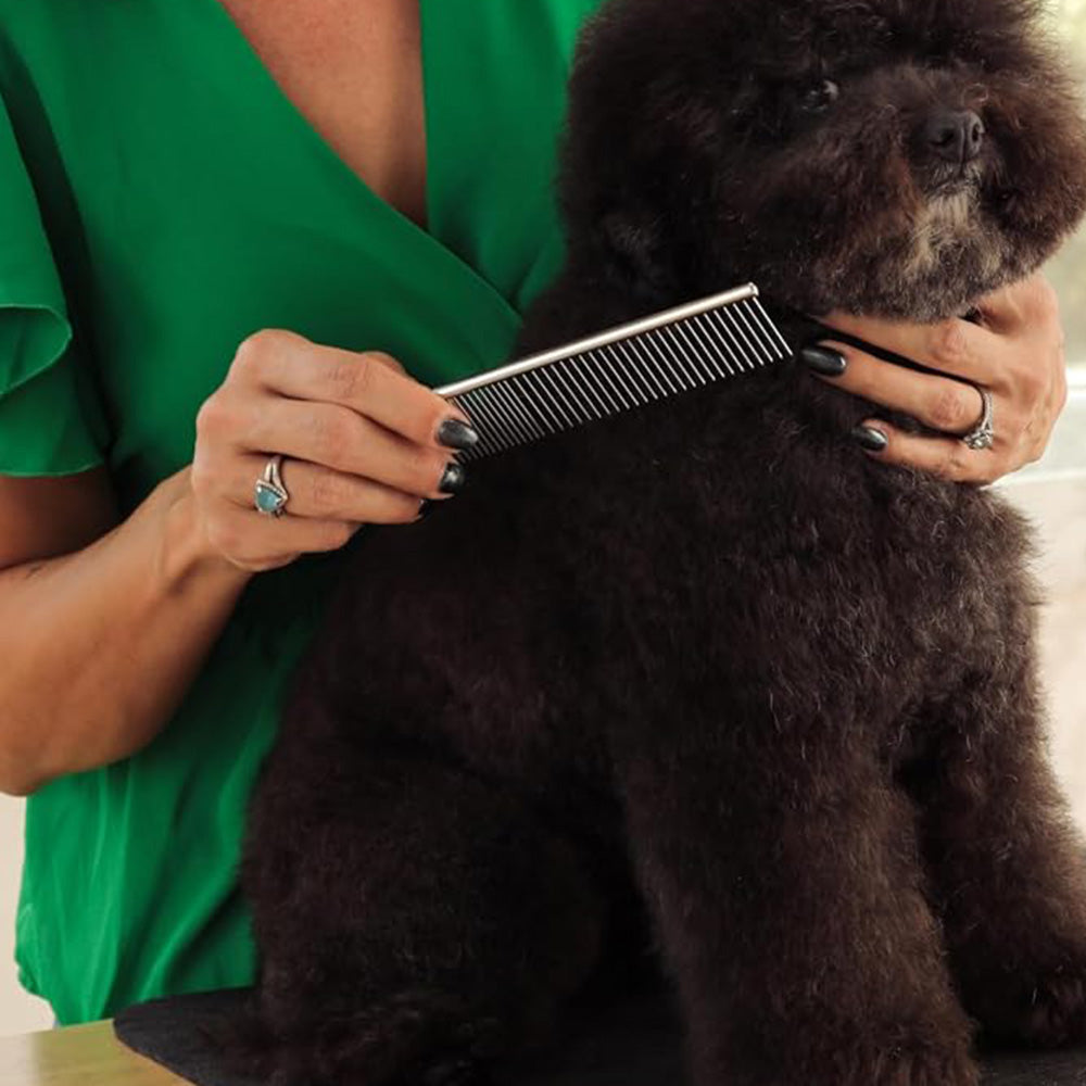 Double Sided Stainless Steel Dematting Grooming Comb for Dogs and Cats