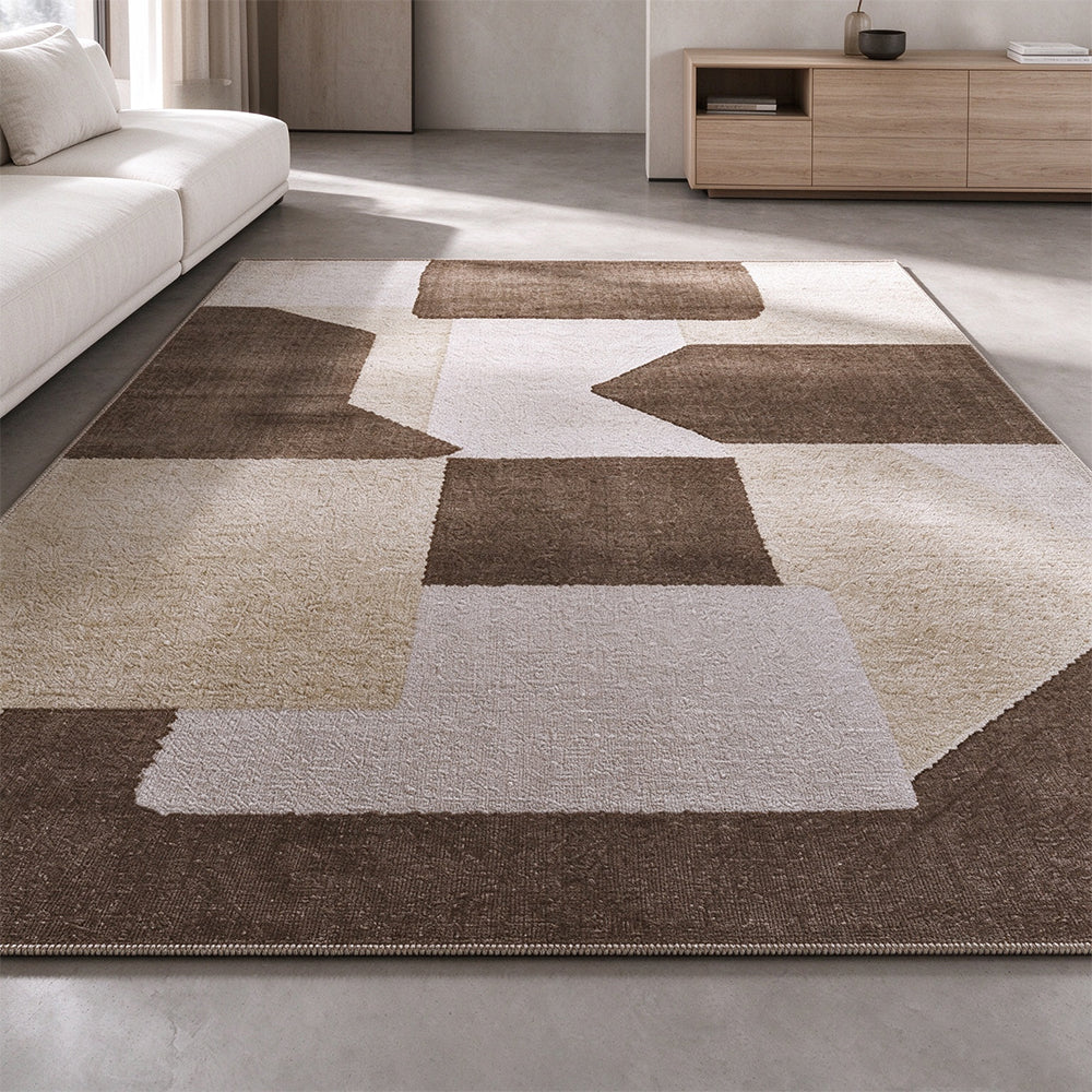 Short Plush Living Room Area Rug with Slip Resistant Dotted Backing-Style 3