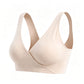 Seamless Wireless Cross Front Lounge Bra with Removable Pads for Women-Beige