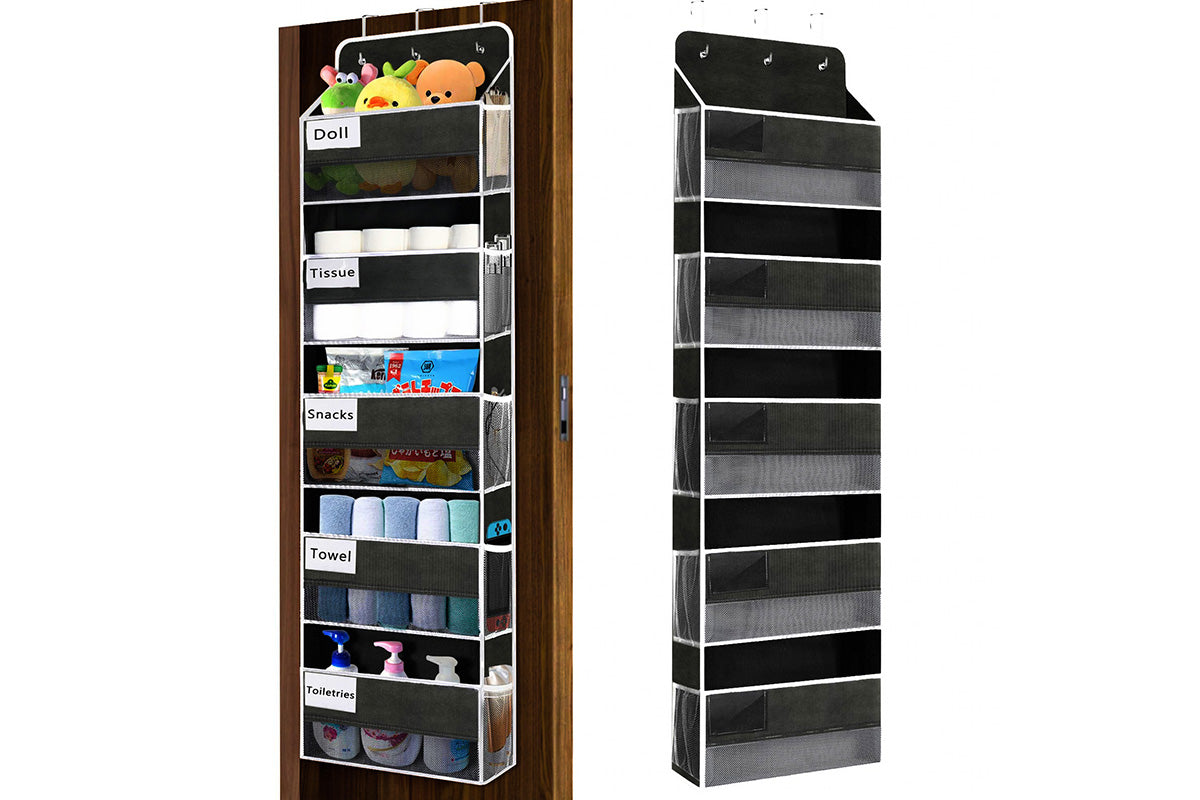 5-Tier Over the Door Hanging Storage Organizer with 10 Side Mesh Pockets