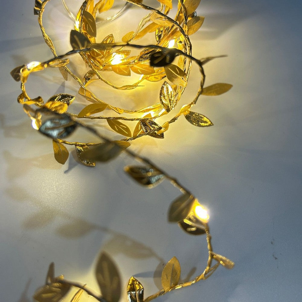 2M 20LEDs Golden Leaves String Lights for Home Xmas Wedding Decor
