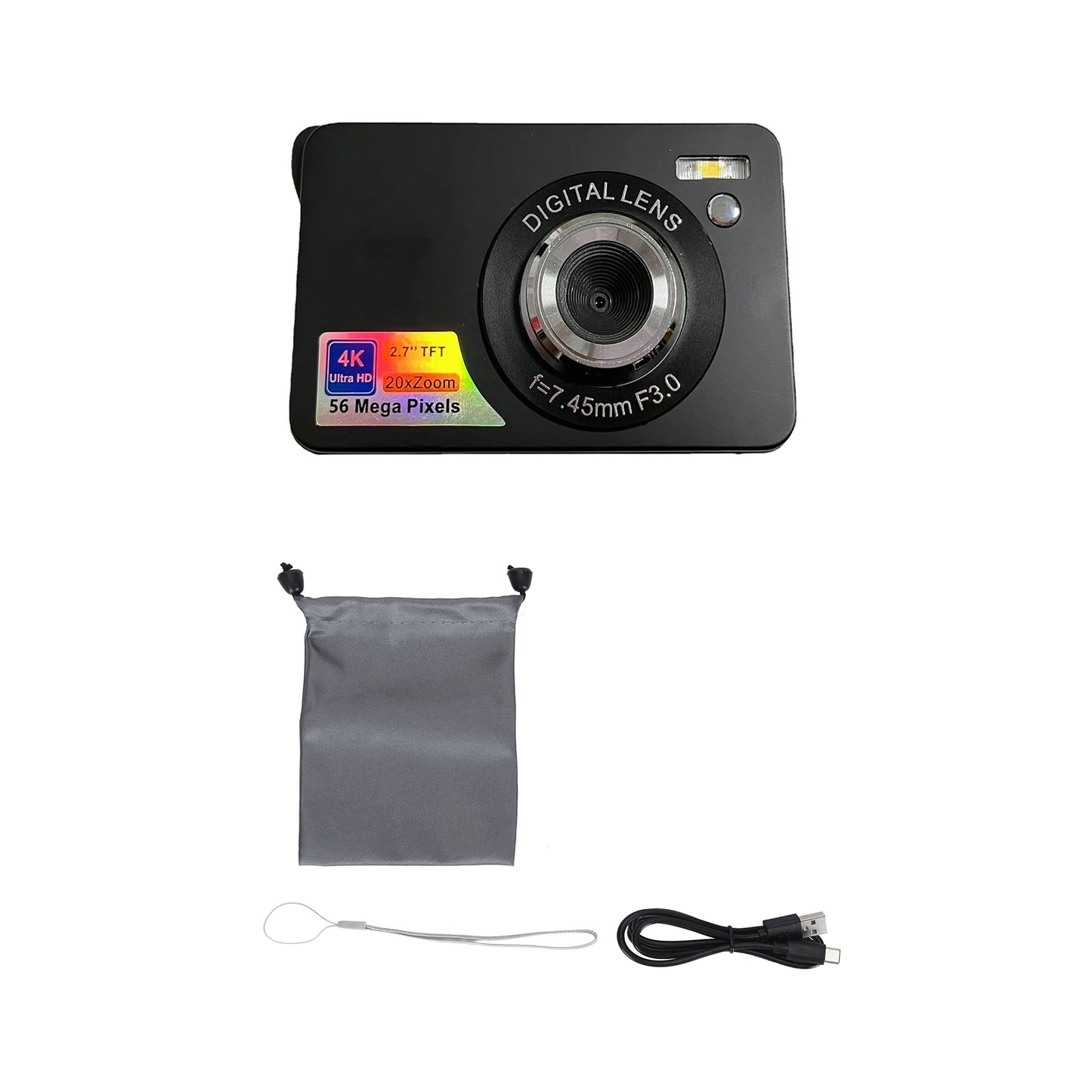 Digital Camera 2.7inch Screen Anti Shake 4k 56MP 20x Zoom Fill Light 750mAh Portable Digital Camera