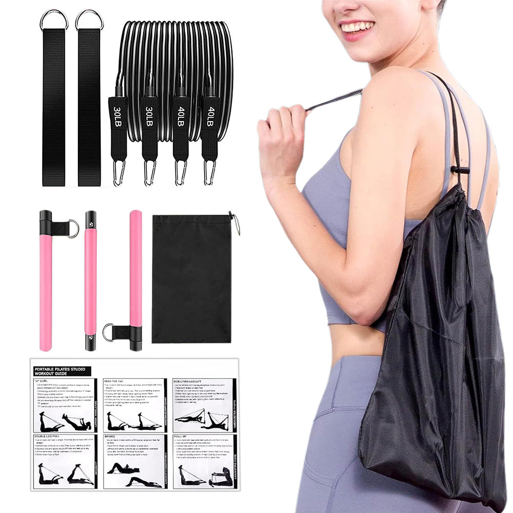 Pilates Bar Kit with Resistance Bands for Full Body Workouts Yoga Pilates