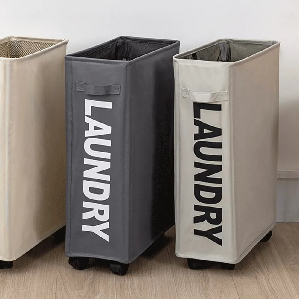39 x18.5x58CM Foldable Laundry Washing Clothes Storage Bag With Universal Wheels