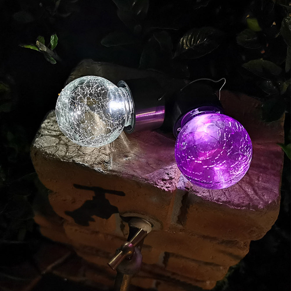 6 Pack Decorative Hanging Solar Garden Lights Cracked Glass Ball Lanterns for Yard Patio Fence Tree Umbrella