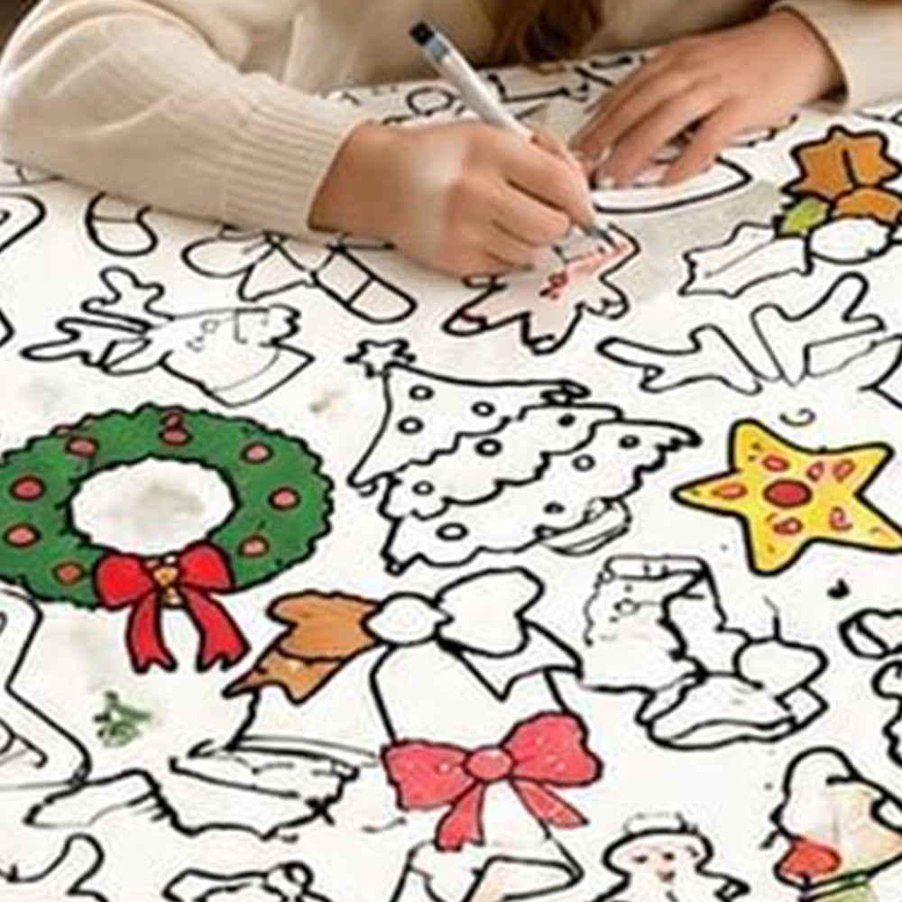 Adult DIY Christmas Coloring Blanket Black and White Line Art-Style 2
