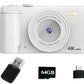 4K Digital Camera Flip Screen Autofocus for Vlogging and Photography Beginners