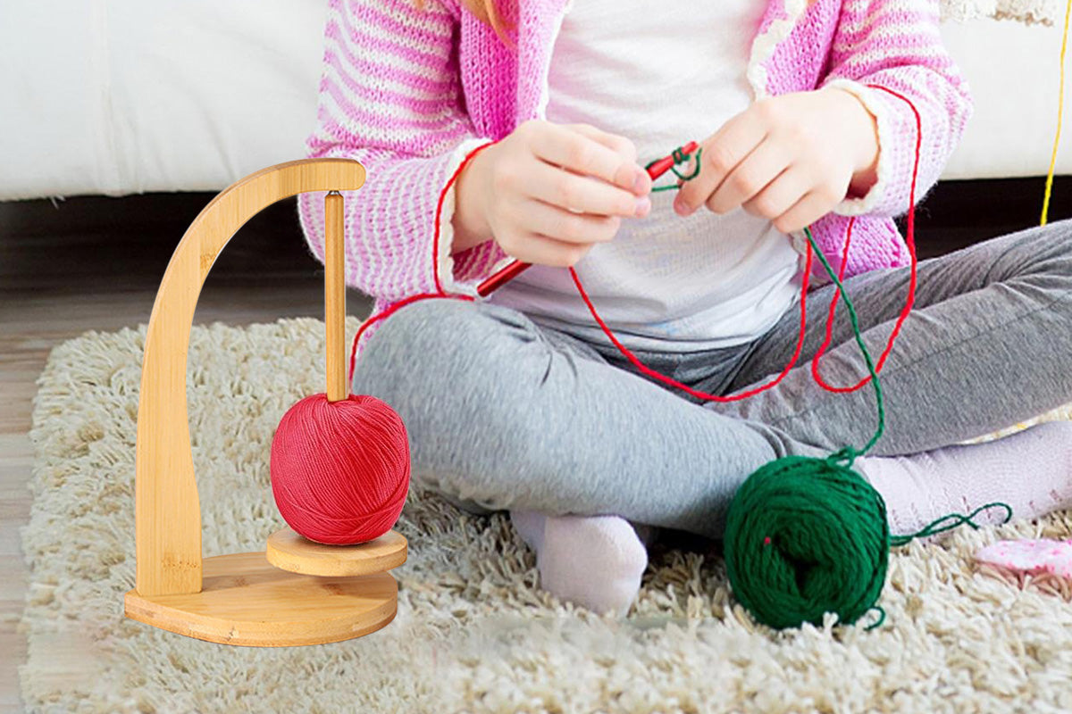 Yarn Holder for Crocheting and Knitting Wooden Yarn Spinner