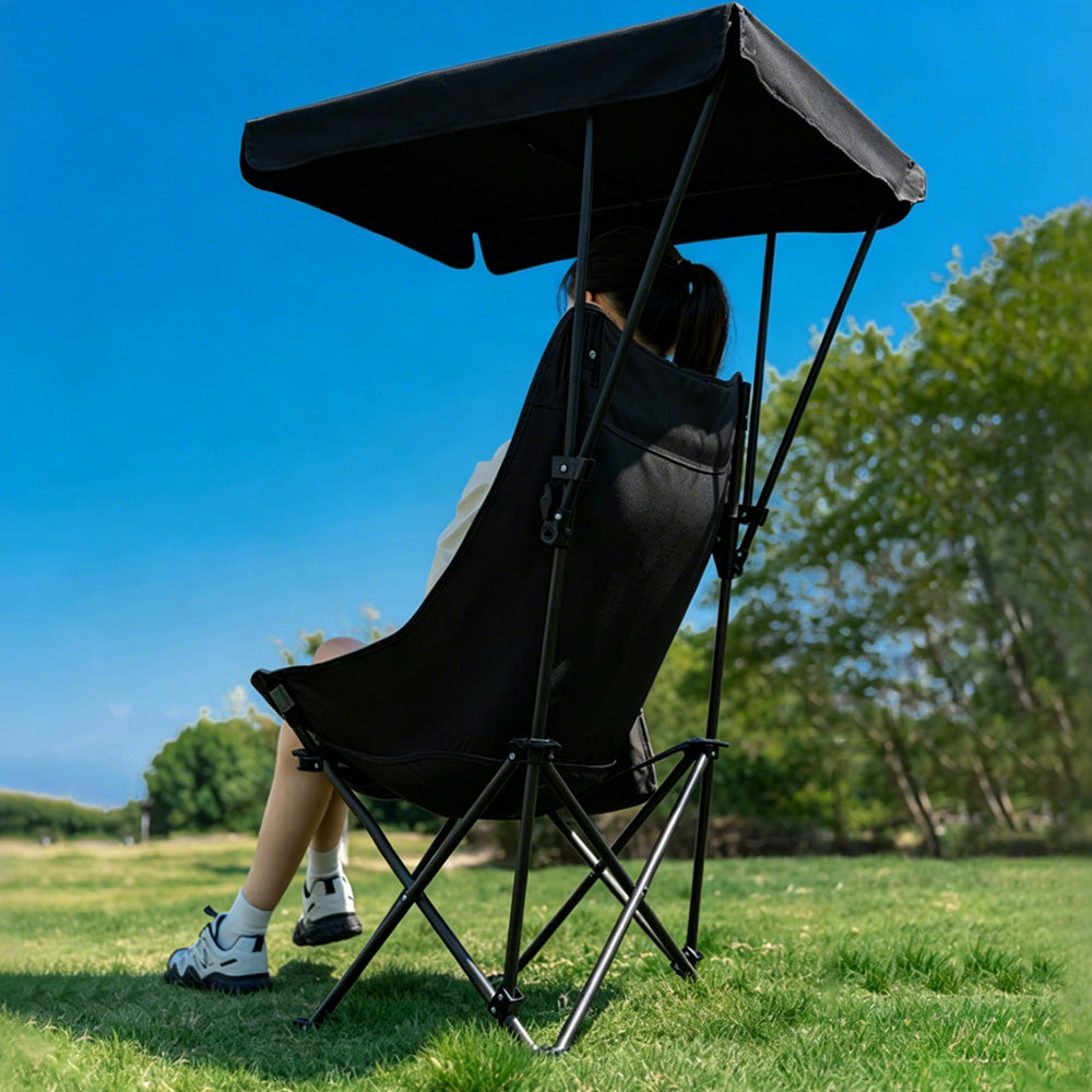 Camping Chair with Canopy Folding Outdoor Chair for Fishing Beach