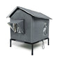 Cat House Indoor Outdoor Insulated Shelter for Small to Medium Cats-Grey