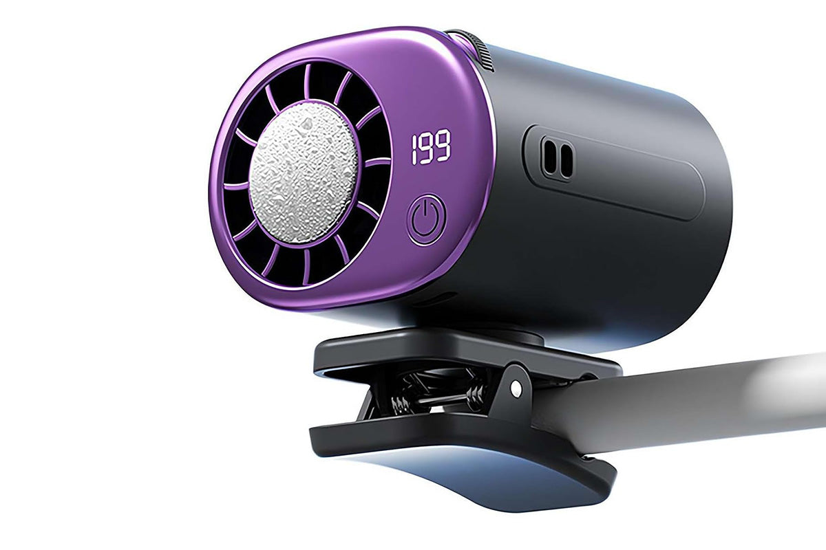 360 Rotatable 199-Speed Ice Cooling Clip Fan with Neck Lanyard TEC Semiconductor Cooling Fan Turbo Boost Wind