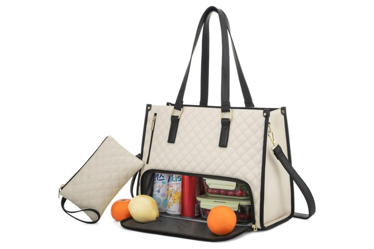 2-in-1 Tote Travel Bag and Wallet with Insulated Lunch Compartment