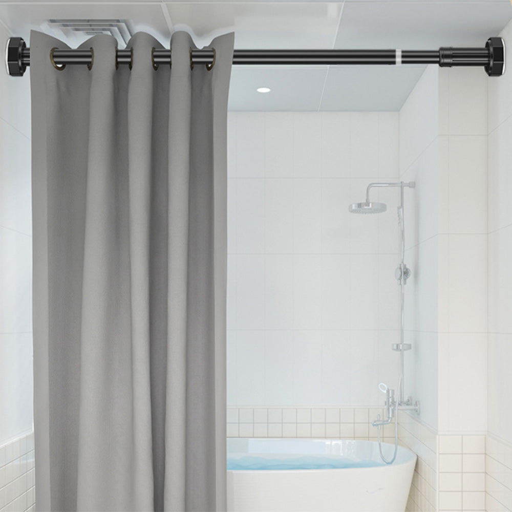 Adjustable Tension Rod Extendable Curtain Shower Closet Pole No Drill Telescopic-Black